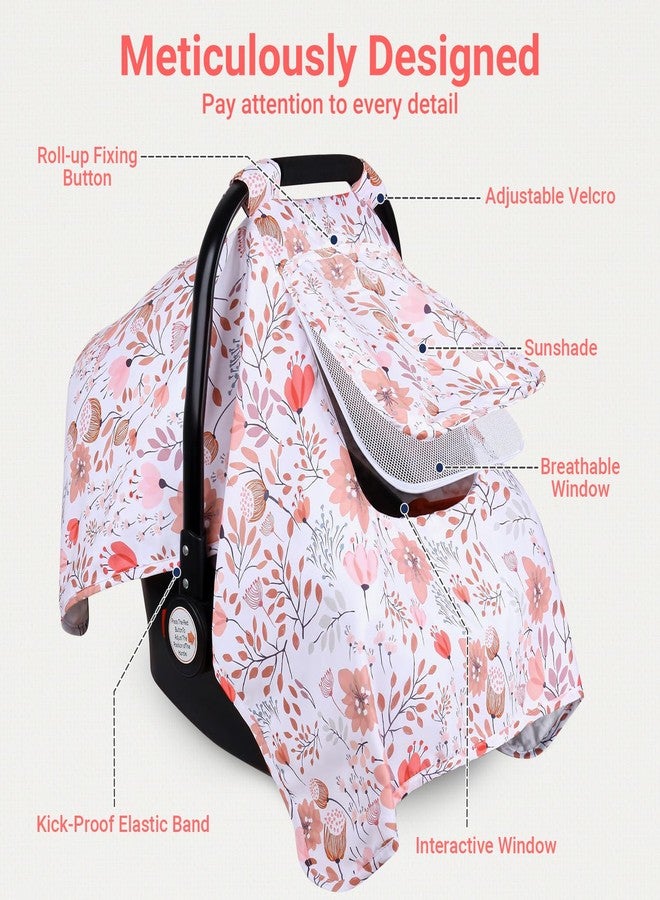 Bnditeu Car Seat Cover Baby, Carseat Covers Baby with 2 Layers Breathable Zipper Windows, Windproof Infant Car Seat Cover, Kick-Proof Baby Carrier Cover for Baby Girl Newborn Essentials - Image 4